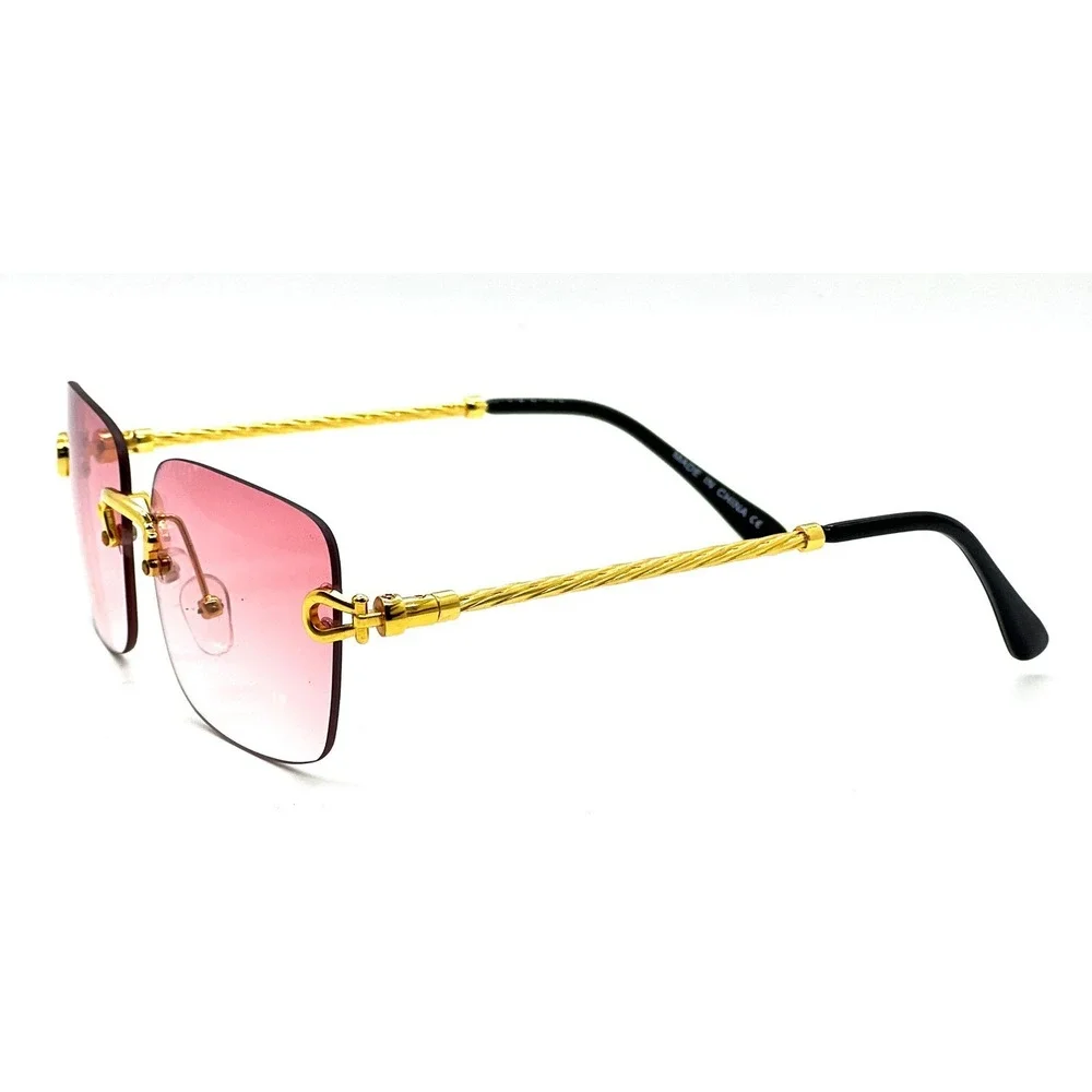 Pink Sunglasses Fashion Gold Frame Trendy Sun Glasses Retro Luxury UV400 Protect